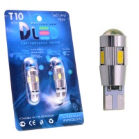 Светодиодная автолампа T10 W5W - Линза с обманкой 6 SMD 5630  (2шт.)